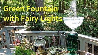 Green Solar Fountain with Fairy Lights