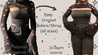 Easy Crochet Shrug Tutorial For Any Size| Crochet Distressed Sleeves/Shrugs Tutorial