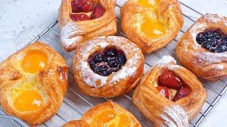 水果丹麦酥 |  丹麦面团食谱 | Fruit Danish Pastries