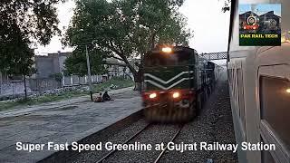 Super Fast Greenline crossing Gujrat Railway Station Pakistan Railways Pak Rail Tech