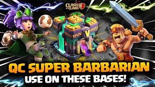Use on These Bases! Th14 Queen Charge Super Barbarian Attack | Th14 Super Barbarian Attack in coc