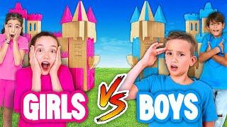 Boys vs Girls Build the Biggest Box Fort!