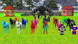 Spider-Man Challenge to ride a horse play basketball with batman vs Joker fun Game GTA 5 Superheroes