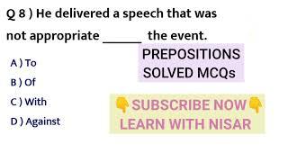 Prepositions Solved MCQs | English Videos | English Learning | Learn With Nisar | Search English