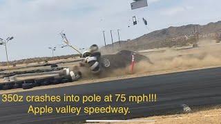 75mph CRASH at APPLEVALLEY SPEEDWAY!!  I take the sr20 hatch to a track for the first time