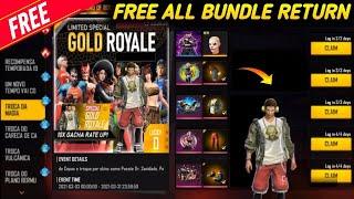 FREE FIRE ALL GOLD ROYALE BUNDLE RETURN SPECIAL GOLD ROYAL 4TH ANNIVERSARY EVENT FREE FIRE