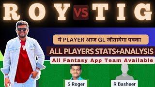 ROY VS TIG | ROY VS TIG DREAM11 TEAM PREDICTION | KCA PRESIDENT CUP T20 #dream11prediction #dream11