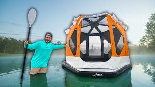 Camping In A $1,000 Inflatable Floating Tent!