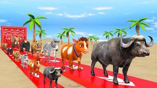 Paint & Animals Mammoth,Gorilla,Lion,Duck,Cow,Panda Fountain Crossing Transformation Animal Cartoon