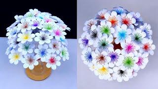 DIY-Paper flowers Guldasta made with Empty Plastic bottles|Paper ka Guldasta Banane ka Tarika