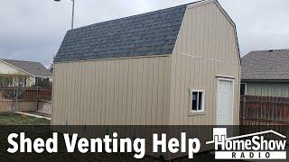 How do I vent a shed loft without soffit or ridge vent?