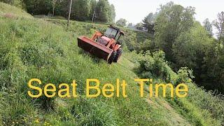 Extreme Hillside Bush Hogging with the Kubota M6060! This one made me kinda Uneasy.