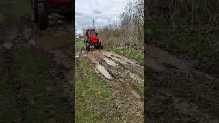 The legendary T-40 AM tractor rides in the mud