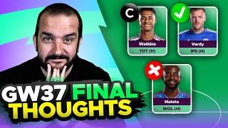 BEST DIFFERENTIALS  | FPL GAMEWEEK 37 FINAL TEAM SELECTION THOUGHTS | 2024/25