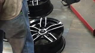 INSTALLING ALLOY WHEELS WITH TYRE STICKERS ON NEW HYUNDAI SANTRO 