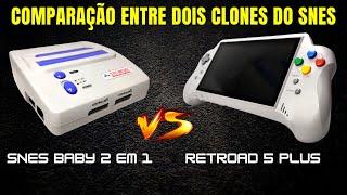 Snes Baby 2 em 1 VS Retroad 5 Plus Snes Portátil Comparação Lado a Lado na Placa de Captura