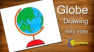 How to draw a Globe step by step, Globe Drawing easy