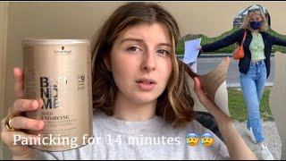 BLEACHING MY BROWN HAIR BLONDE AT HOME (aka me panicking for 14 mins)