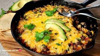 Cheesy Beef and Rice Skillet // One Pan Dish Step by Step ️