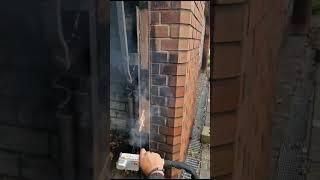 Heavy fire disaster wall cleaning with 300W pulse laser cleaning machine