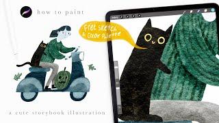 paint storybook charecters with me  Illustration tutorial - procreate tips and tricks for beginners