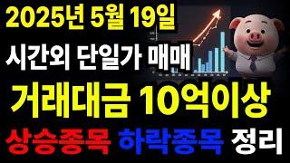 주식 시간외거래 시간외단일가매매 2025년5월19일 주식브리핑 시간외단일가 매매 거래대금 10억이상 #주식