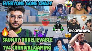 ALL STREAMER REACTIONSAUMAYINSANE 1V4 CARNIVAL GAMING️