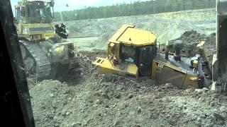 Caterpillar D-8 Bulldozer Stuck in the mud Cat D-9 Pull it out