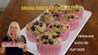 BANANA CHOCOLATE CHIP MUFFINS/GF/ PLANT BASED/ PROTEIN RICH