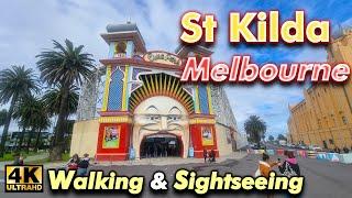 St. Kilda Melbourne Exploring Walking Sightseeing Tour 4K Video Travel Cinematic Vlog Australia Trip