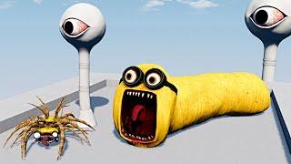 Cars Downhill Endurance with WATER EYE TOWER & MINION EATER & NEW CAR EATER – BeamNG.Drive