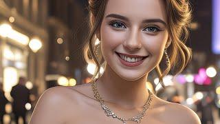 4K AI Women Lookbook: Girls in Evening Gowns in London (UK Series) | AI BeachGirls