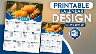 Printable Calendar Design 2023 Using Microsoft Office Word Full Tutorial