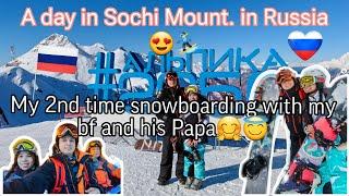 SNOWBOARDING IN RUSSIAN || Sochi Mountain | New Year's Celebration in the Mountain w/ bf and his dad