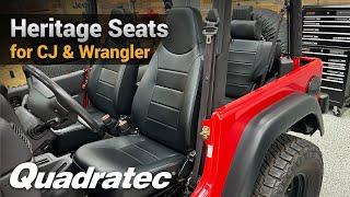 Quadratec Heritage Seats Lineup for Jeep CJ & Wrangler - Fixed Back, Reclining & Rear Bench