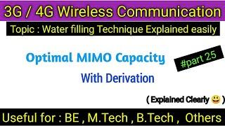 Water filling technique (optimal MIMO capacity ) in wireless communication/3g 4g wireless communicat