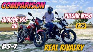 Bajaj Pulsar N150 Vs Tvs Apache Rtr 160 2v Full Detailed Comparison || Price Mileage | Which One 