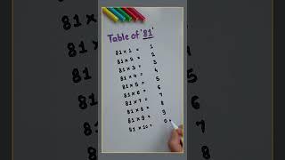 Table of 81 #shorts #table