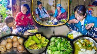 Egg Fry & Caigua (BARELA) mix recipe with rice cooking & eating in village kitchen | Chuchche Karela