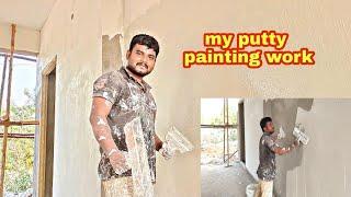 wall putty apply | Om painting works | first coating full video