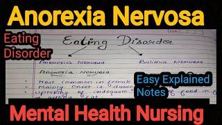 Notes Of Anorexia Nervosa (Eating Disorder) in Mental Health Nursing (Psychiatric) in Hindi.