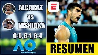 CARLOS ALCARAZ le pasó por encima a NISHIOKA y avanzó a TERCERA RONDA | Australian Open | RESUMEN