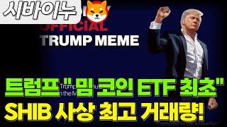 [시바이누코인] 트럼프 긴급 발언 " 밈코인 ETF SHIB 최초! " SHIB 사상 최고 거래량 달성!