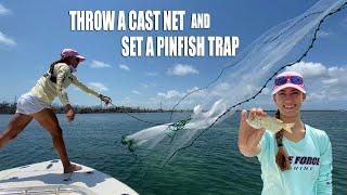 HOW TO THROW A CAST NET & SET A PINFISH TRAP  Catch bait in the Florida Keys | Gale Force Twins