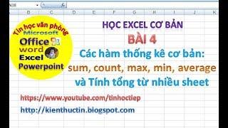 Học Excel - Bài 4: Các Hàm thống kê cơ bản trong excel | Học excel cơ bản