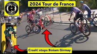 Crash! stops Biniam Girmay | 2024 Tour de France | Stage 16