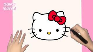 HOW TO DRAW CUTE HELLO KITTY ICON ~ STEP BY STEP ~ KAWAII DOODLE