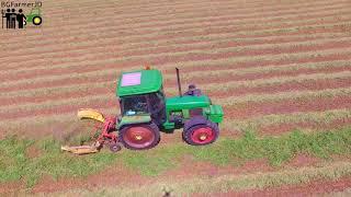 Drone View: Tedding Alfalfa - John Deere 2140 + Welger  Разстилане на люцерна - Bulgaria, Zadruga