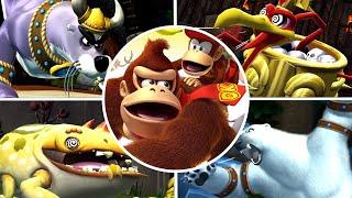 Donkey Kong Country Returns & Tropical Freeze All Bosses Fight (No Damage)