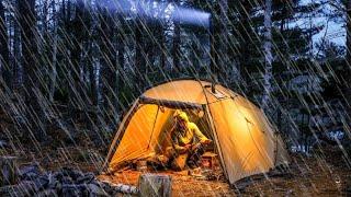 HOT TENT CAMPING IN RAIN WINTER CAMPING - Part 2